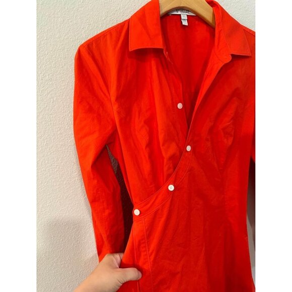 Derek Lam 10 Crosby Ruby Red Petra Button Up Wrap Mini Dress Sz 4 - Picture 4 of 7
